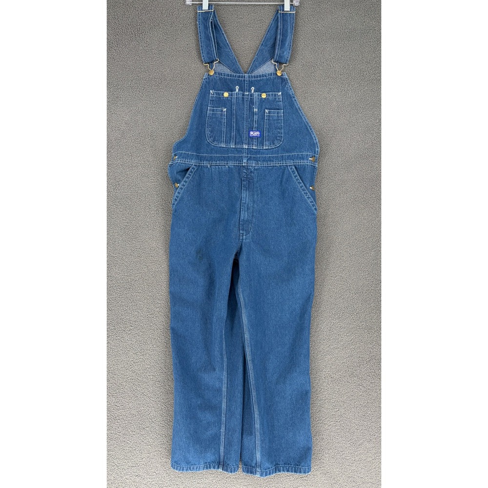 Big Smith Mens Denim Bib Overalls 36x30 Medium Wash Blue Carpenter Workwear